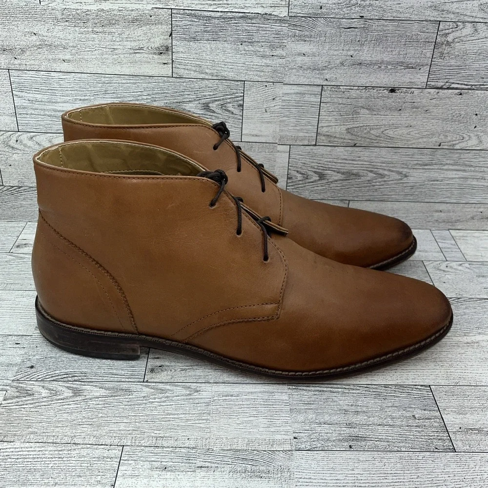 Florsheim Montinaro Brown Leather Plain Toe Chukka Boots 11739-257 Men‎ Sz 10.5D